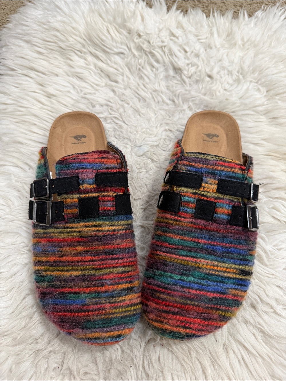 Rocket Dog Abel Multi Color Mules Striped Women's Sz 9 Adjustable
Slip On Shoes